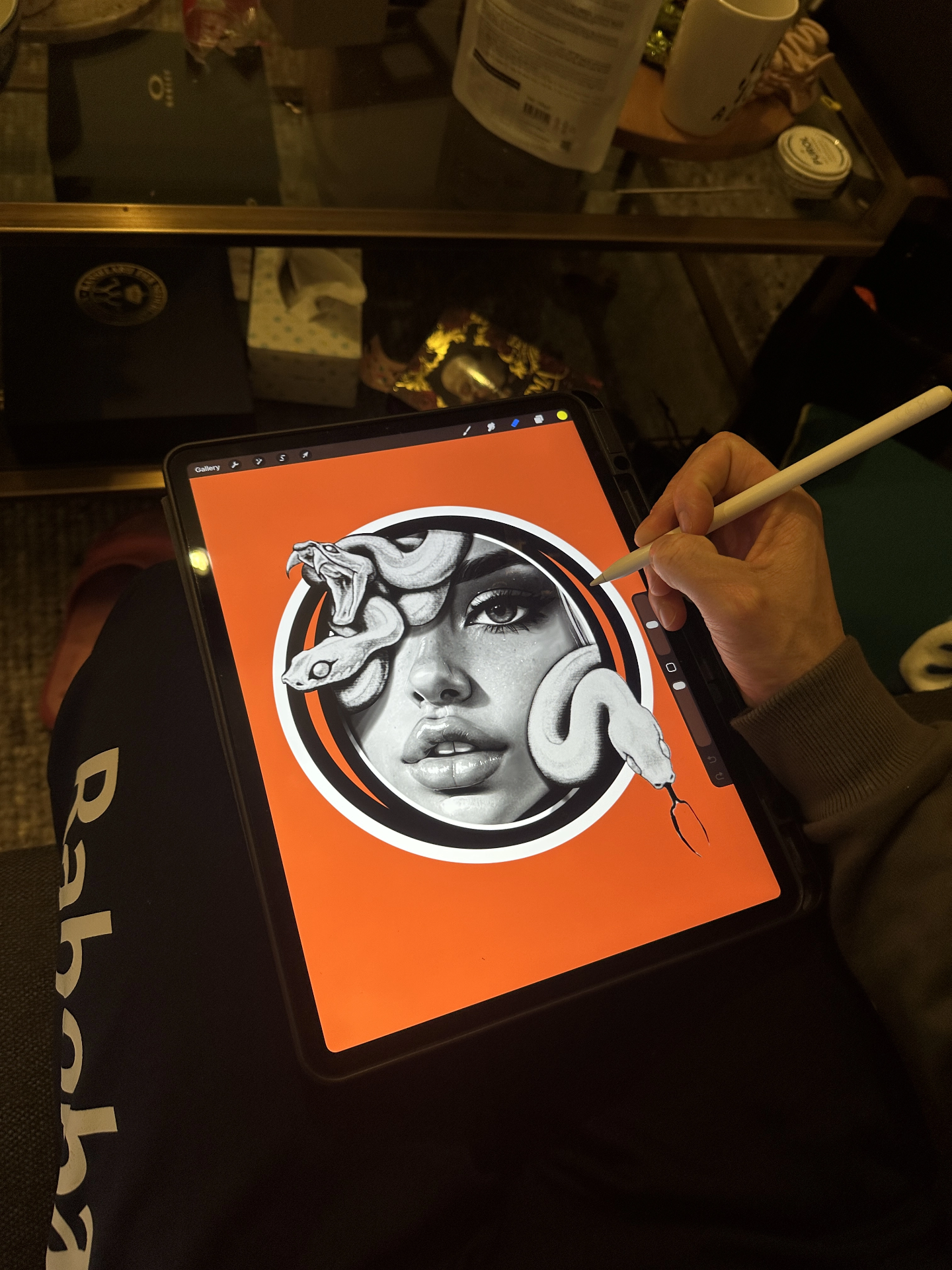 Eerste schets · Medusa concept op iPad